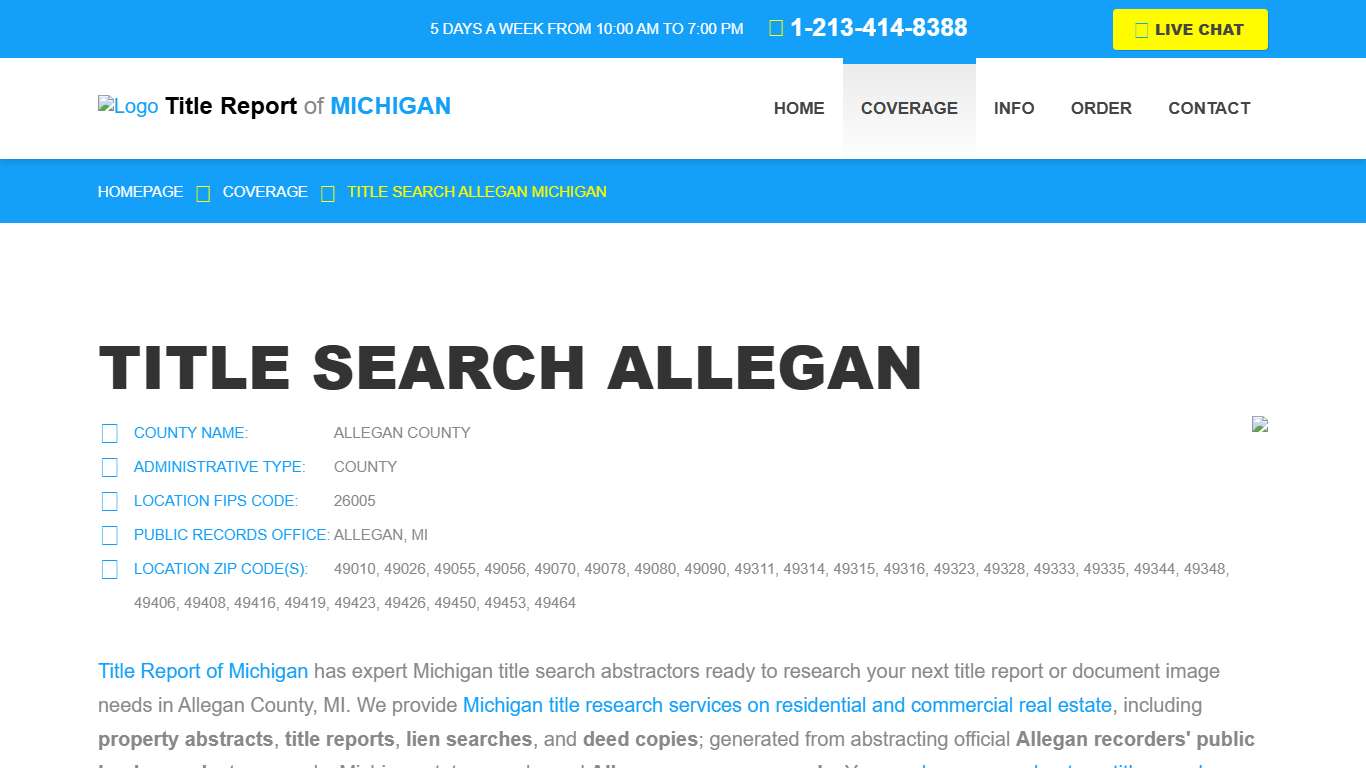 Title Search Allegan, MI - Property Records Research & Reports