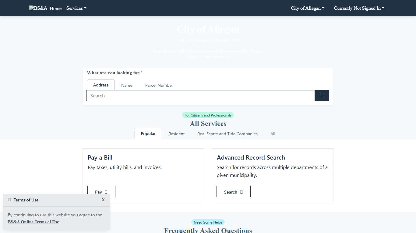 Home City of Allegan BS&A Online